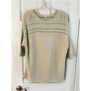 J. Jill Womens Sz XL Knit Sweater Tunic Woven Stripes Side‎ Slit Cover Up Boho